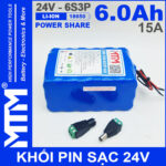 Gia Ban Pin 24V 6Ah 15A 6S2P 18650 MTM 6000mah