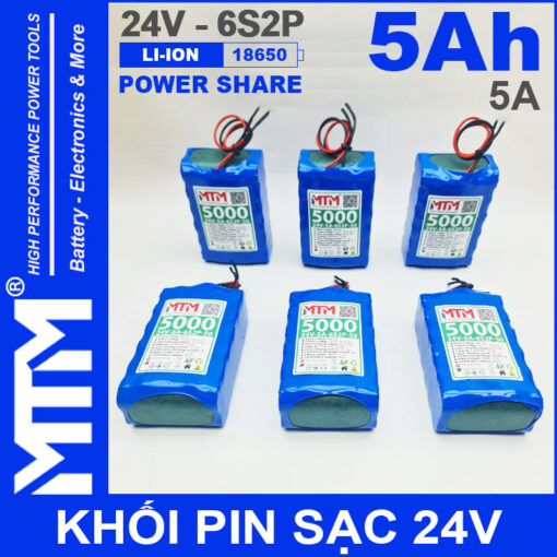 khoi Pin 24V 5A 6S2P 18650 MTM 5000mah 2
