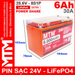 Pin Sat LiFePo4 24V 8S 6Ah 30A MTM Kich Thuoc