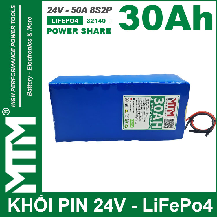 Chuyen Ban Pin 24V 30Ah 50A Pin Sat LiFepo4 32140 4S2P MTM