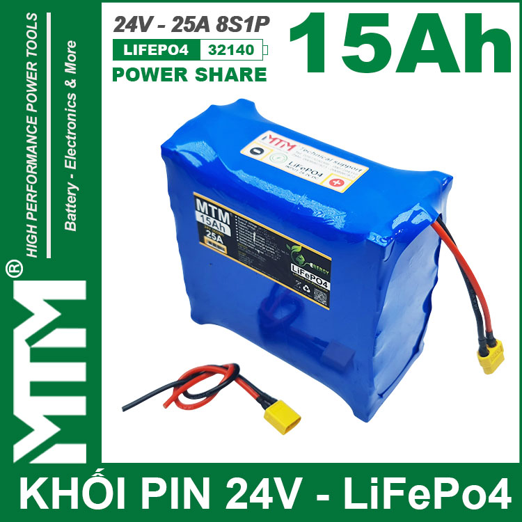 Pin 24V 15Ah 25A Pin Sat LiFepo4 32140 8S1P MTM Chinh Hang Pin 24V 15Ah 25A Pin Sat LiFepo4 32140 8S1P MTM Chinh Hang