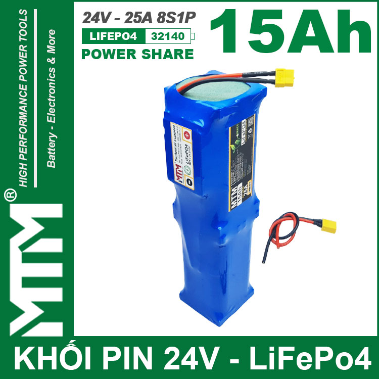 Pin 24V 15Ah 25A Pin Sat LiFepo4 32140 8S1P MTM Dai Chinh Hang Pin 24V 15Ah 25A Pin Sat LiFepo4 32140 8S1P MTM Dai Chinh Hang