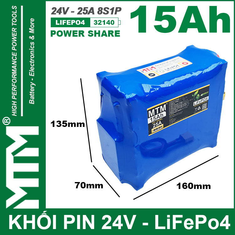 Pin 24V 15Ah 25A Pin Sat LiFepo4 32140 8S1P MTM Vuong Kich Thuoc Pin 24V 15Ah 25A Pin Sat LiFepo4 32140 8S1P MTM Vuong Kich Thuoc