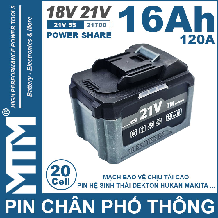 Pin Chan Pho Thong 21V 120A Led 2 Hong Cell 21700 16Ah 20cell Gia Re Pin Chan Pho Thong 21V 120A Led 2 Hong Cell 21700 16Ah 20cell Gia Re