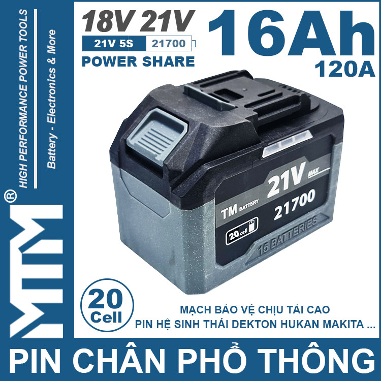 Pin Chan Pho Thong 21V 120A Led 2 Hong Cell 21700 16Ah 20cell Pin Chan Pho Thong 21V 120A Led 2 Hong Cell 21700 16Ah 20cell