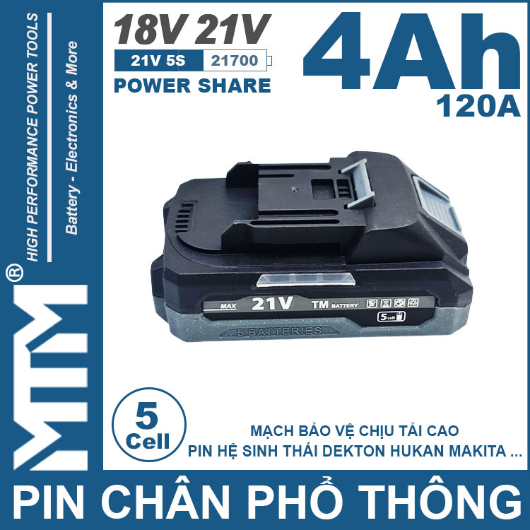Pin Chan Pho Thong 21V 120A Led 2 Hong Cell 21700 5cell 4ah Gia Re Pin Chan Pho Thong 21V 120A Led 2 Hong Cell 21700 5cell 4ah Gia Re
