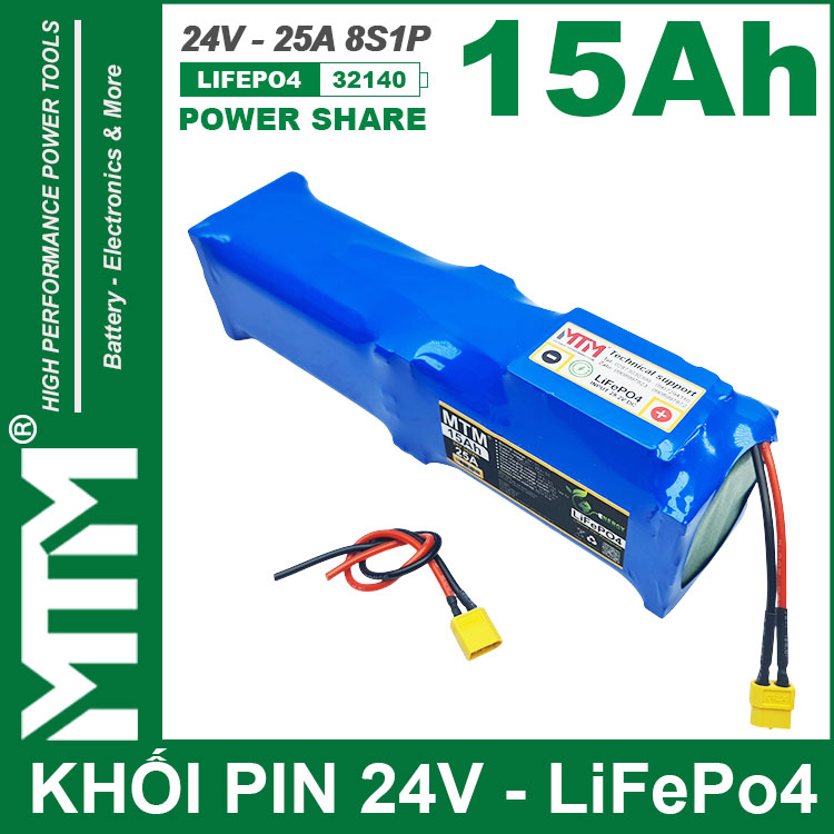 Pin Luu Dien Cua Cuon 24V 15Ah 25A Pin Sat LiFepo4 32140 8S1P MTM Dai Pin Luu Dien Cua Cuon 24V 15Ah 25A Pin Sat LiFepo4 32140 8S1P MTM Dai