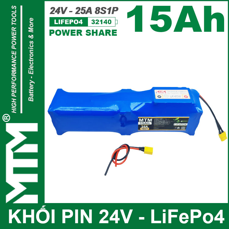 Dong Pin 24V 15Ah 25A Pin Sat LiFepo4 32140 8S1P MTM Dai Dong Pin 24V 15Ah 25A Pin Sat LiFepo4 32140 8S1P MTM Dai